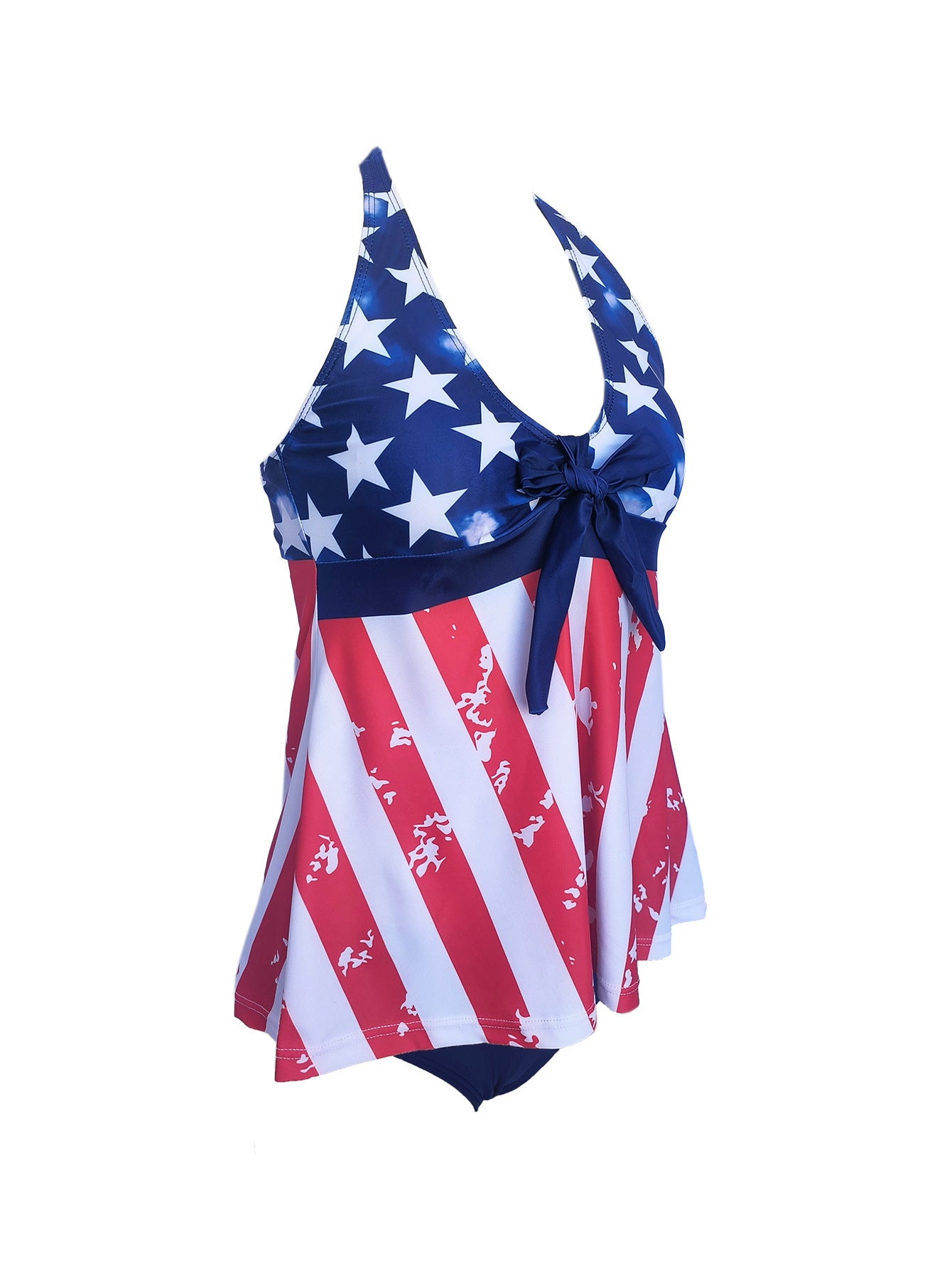 European and American New 2024 New Sexy Printed Bow Tether Women's Swimwear Fashionable Fashionable Conservative plus size Swimwear