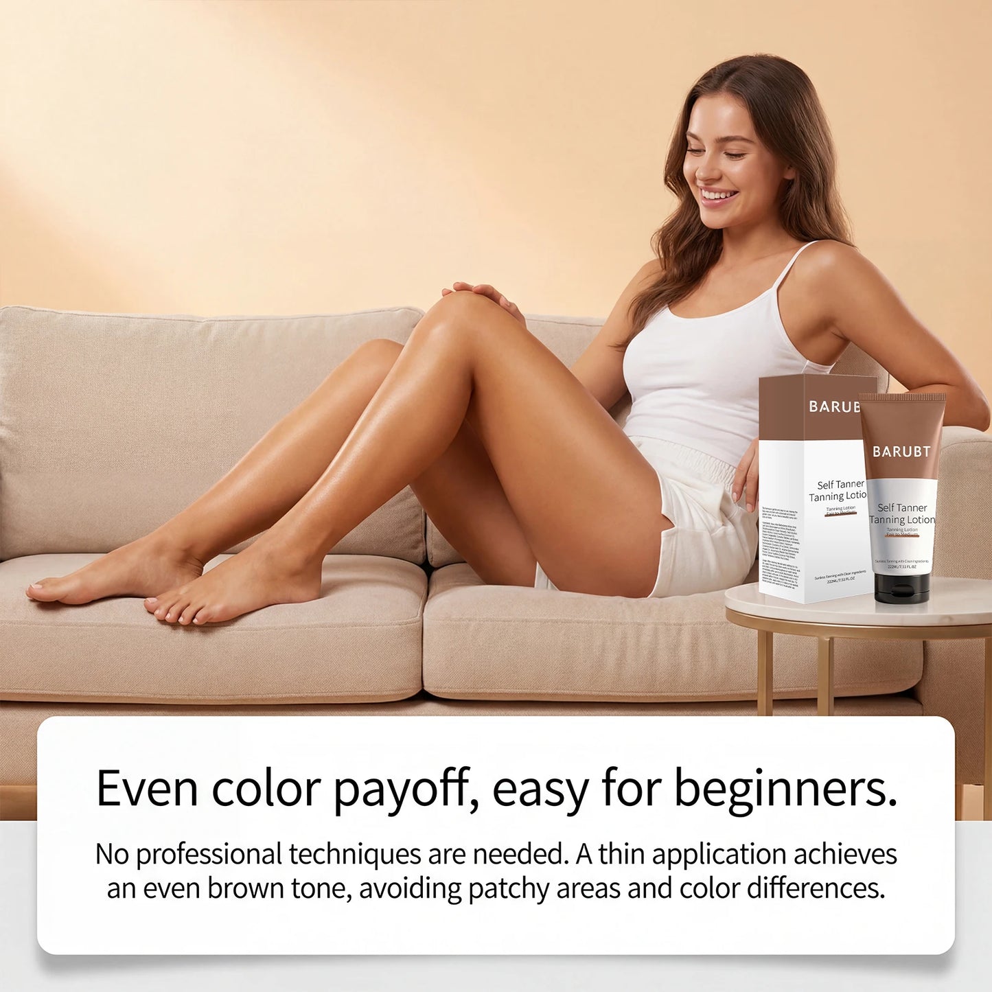 1~2h Instant Self Tanner Sunless Tanning Lotion Dark Brown Tinted Body Gel Caramel Color Self Tan Moisturizing Skin Bronzer