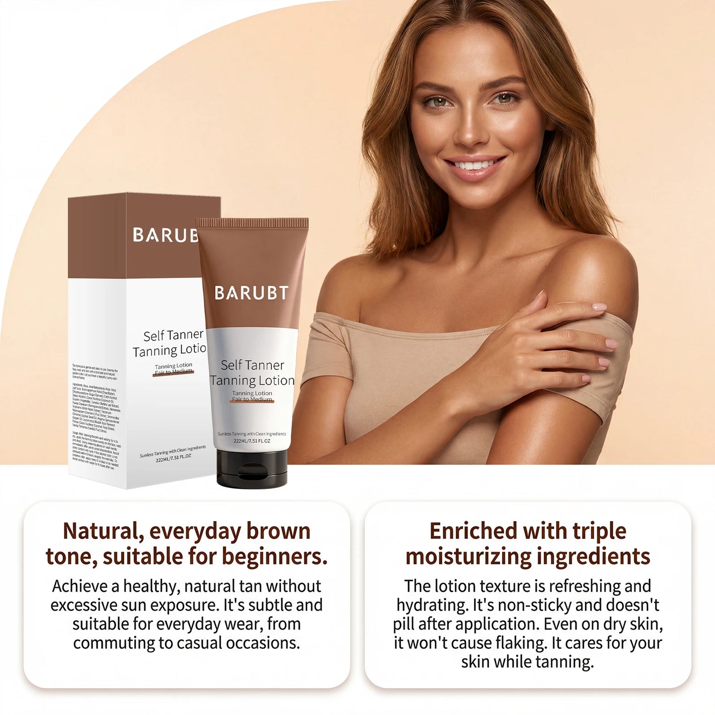 1~2h Instant Self Tanner Sunless Tanning Lotion Dark Brown Tinted Body Gel Caramel Color Self Tan Moisturizing Skin Bronzer